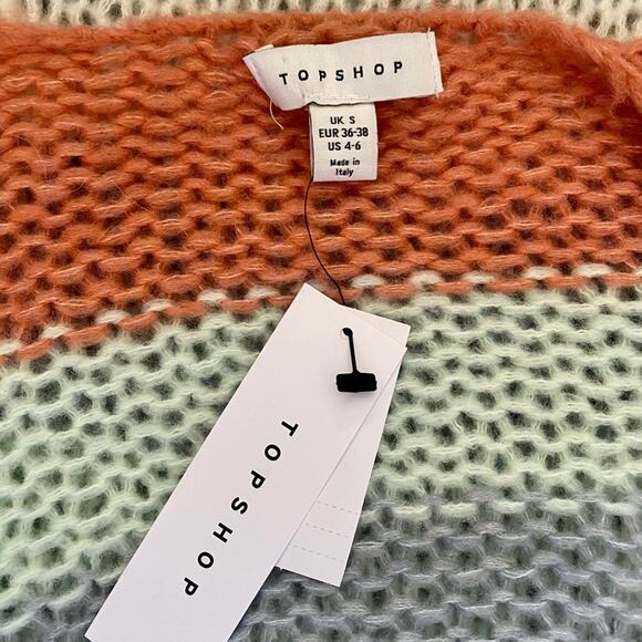 Topshop Loose Knit Stripe Cardigan, Small - Picture 4 of 5